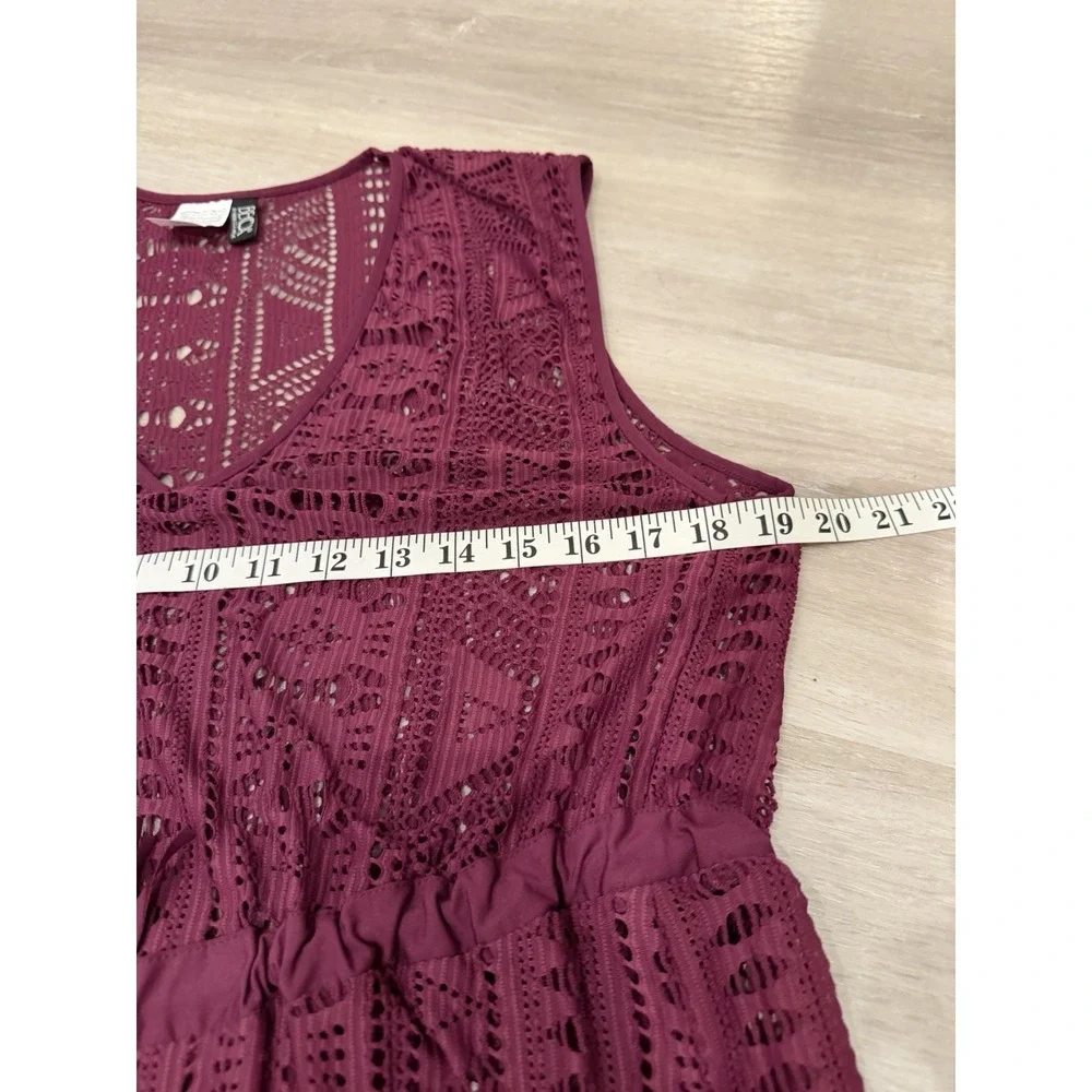 Becca Crochet Swim Cover Up Dress XS Burgundy Beach Boho Resort Wear Cruise